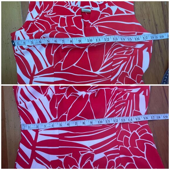 Ronni Nicole‎ Womens Sz 10 Floral Dress Sleeveless Red/White 36" Length Stretch - Picture 9 of 12
